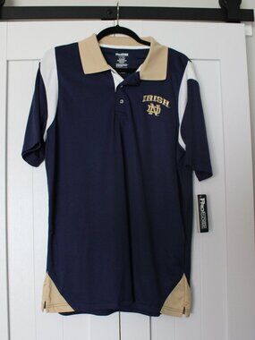 Notre Dame Pro Edge Polo | Men’s Large | NWT | Navy/Gold